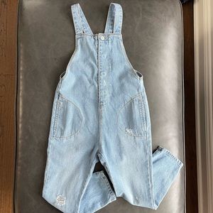 Zara distressed overalls